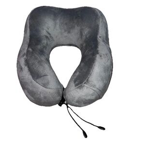 Swiss Mobility Travel Neck Pillow Gray Memory Foam Adjustable Closure